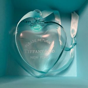Blue box Tiffany glass heart ornament